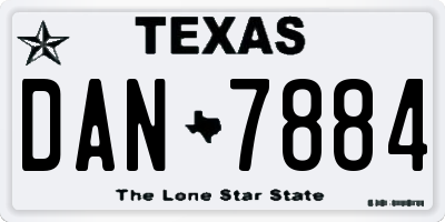 TX license plate DAN7884