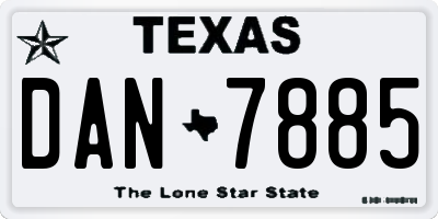 TX license plate DAN7885
