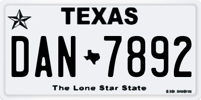 TX license plate DAN7892