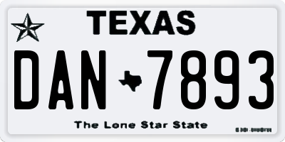 TX license plate DAN7893