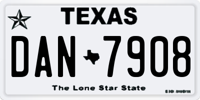 TX license plate DAN7908