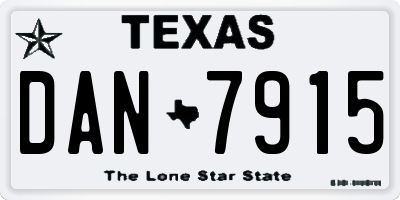 TX license plate DAN7915