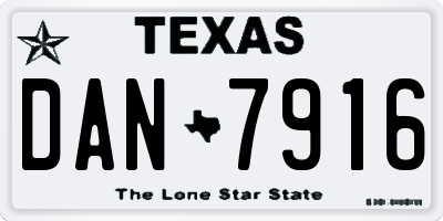 TX license plate DAN7916