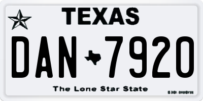 TX license plate DAN7920