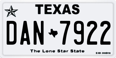 TX license plate DAN7922