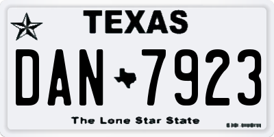 TX license plate DAN7923