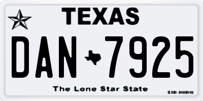 TX license plate DAN7925