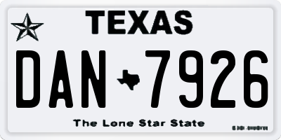 TX license plate DAN7926