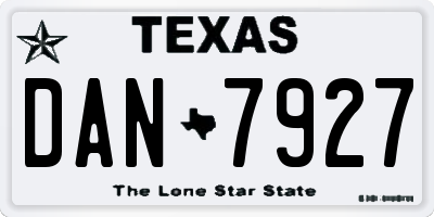 TX license plate DAN7927
