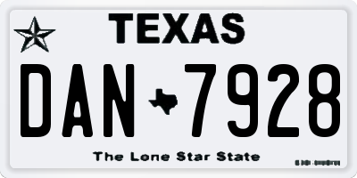 TX license plate DAN7928