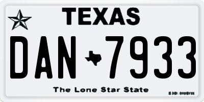 TX license plate DAN7933