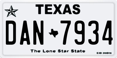 TX license plate DAN7934