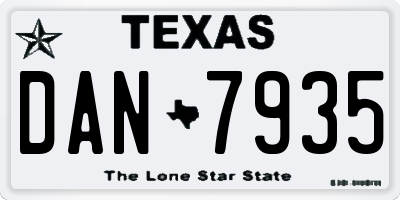 TX license plate DAN7935