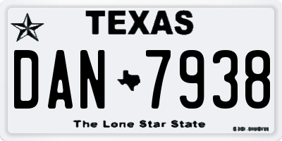 TX license plate DAN7938