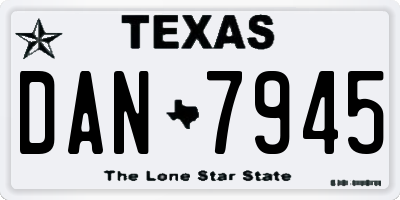 TX license plate DAN7945