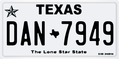 TX license plate DAN7949