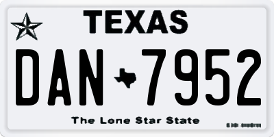 TX license plate DAN7952