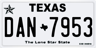 TX license plate DAN7953