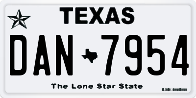 TX license plate DAN7954