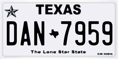 TX license plate DAN7959