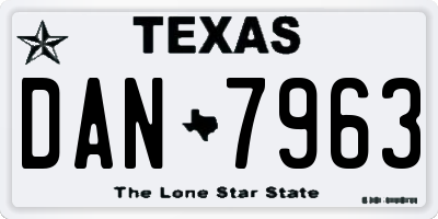 TX license plate DAN7963