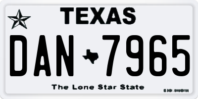 TX license plate DAN7965