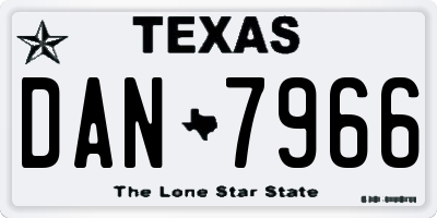 TX license plate DAN7966