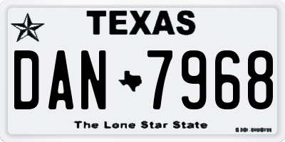 TX license plate DAN7968