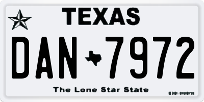 TX license plate DAN7972