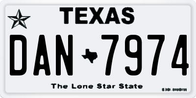 TX license plate DAN7974