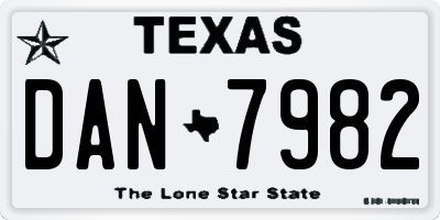 TX license plate DAN7982