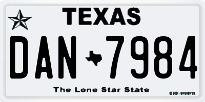 TX license plate DAN7984