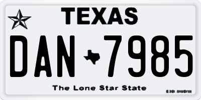 TX license plate DAN7985