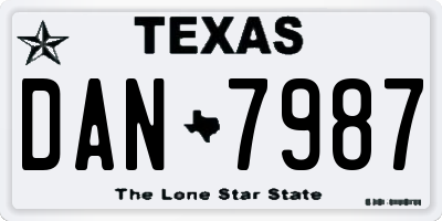 TX license plate DAN7987