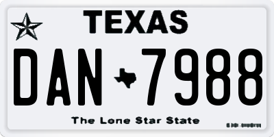 TX license plate DAN7988