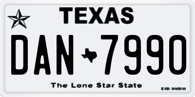 TX license plate DAN7990