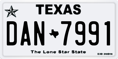 TX license plate DAN7991