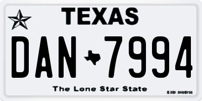 TX license plate DAN7994
