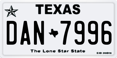 TX license plate DAN7996