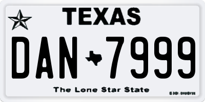 TX license plate DAN7999