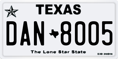TX license plate DAN8005