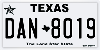 TX license plate DAN8019