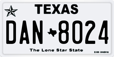TX license plate DAN8024