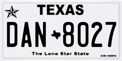 TX license plate DAN8027