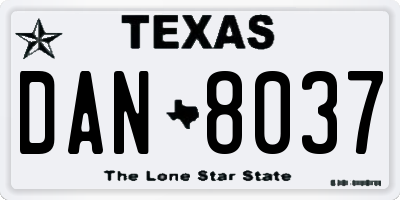 TX license plate DAN8037