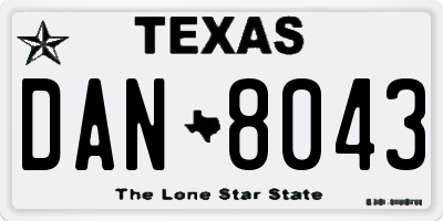 TX license plate DAN8043