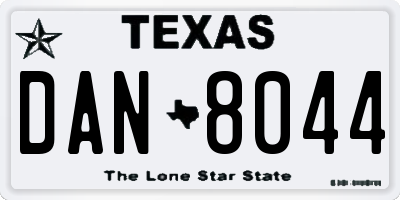 TX license plate DAN8044