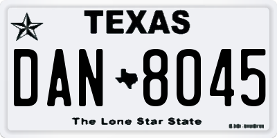 TX license plate DAN8045