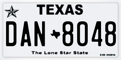 TX license plate DAN8048