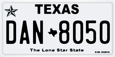 TX license plate DAN8050